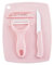 Lanchamp Lot de 3 couteaux à fruits en céramique avec planche à découper, éplucher, ustensiles de cuisine, couteau auxiliaire (rose)