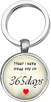 Schlüsselband Junge Legierung, Schlüsselanhänger Ring Rund Geformt Gravur Today I Have Loved You for 365Days Schlüsselanhänger Silber 1 Pcs