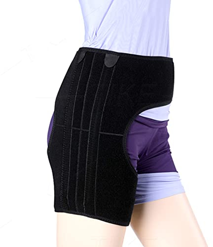 Oberschenkelbandage Hüftorthese Einstellbare Leistenschutzkompression Hilft bei Verstauchungen Schmerzen Verletzungen Erholungsbereich für Frauen Männer Postoperative Rehabilitation,L