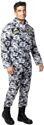 Funidelia | Disfraz de piloto de caza para hombre Avión, Profesiones, Disfraz para adultos y divertidos accesorios para Fiestas, Carnaval y Halloween - Talla L - XL - Verde