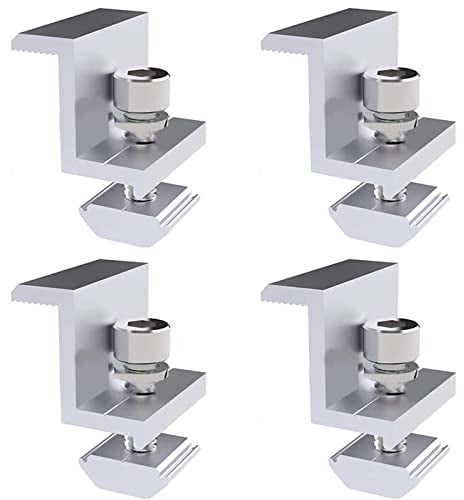 4 Pezzi Morsetto Solare Regolabile Pannello Solare, (35 MM) Morsetto Terminale Staffa Pannello Solare con dadi e viti, Supporti a Z per Pannello Solare per Camper, Barca, Auto, Tetti