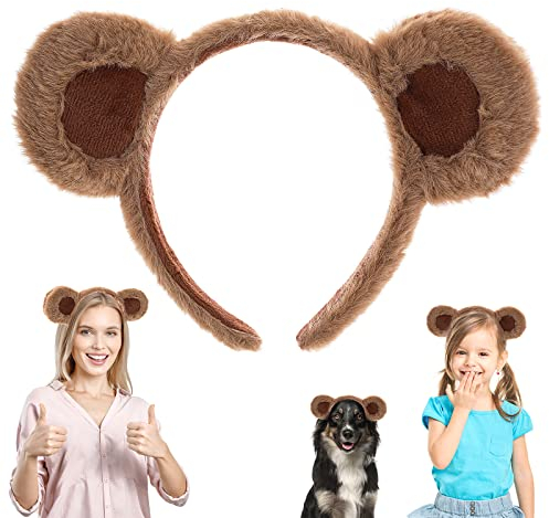 WLLHYF Ostern Bärenohren Stirnband Halloween Weihnachten Niedliche Party Kopfbedeckung Gesichtswäsche Stirnband Tierkopfbedeckung Haarband Haarreifen Zubehör für Erwachsene Kinder Dekoration (Braun)