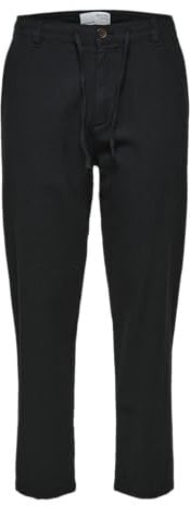 Selected Homme Herren Slh172-slimtape Brody Linen Pant Noos Chinohose, Schwarz, M EU