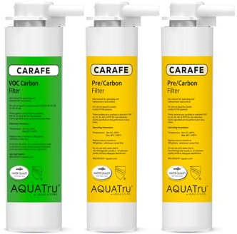 AquaTru One-Year Carafe Filter Combo Pack – Includes 1 Pre/Carbon Filter (Stages 1–2) & 1 VOC Carbon Filter (Stage 4) – Compatible with AquaTru Carafe Water Purifiers