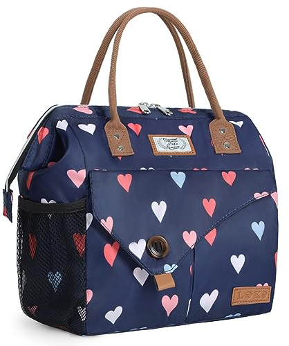 Lekesky 10L Insulated Lunch Bag for Women for Work Lunch Tote,Heart Pattern