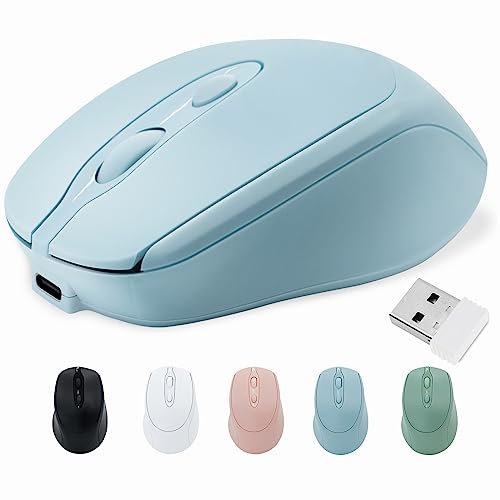 PiMivco Mouse wireless ricaricabile, mouse Bluetooth per laptop/iPad/MacBook Pro/Air, mouse silenzioso per PC/Surface Pro/Lenovo/Samsung Table, mouse portatile sottile (blu)