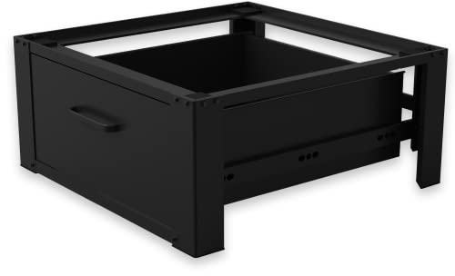 Vonia Waschmaschinen Untergestell mit Schublade 63 x 54 x 31 cm - Waschmaschine-Unterschrank max bis 150 kg Schwarz