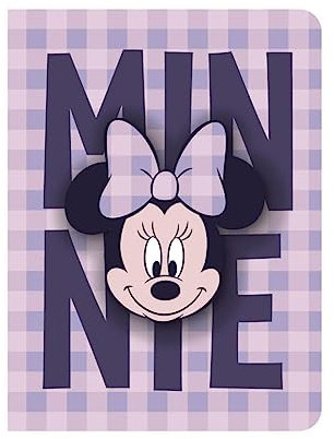 Minnie Mouse Squishy Heft - Notizbuch mit Weichem Einband - Mit Kariertem Druck und Minnie in 3D - Farbe Rosa und Lila - Hergestellt aus 80% Papier und 20% PU - Original Produkt in Spanien Designed