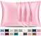 Pamposh Satin Silk Pillowcases For Hair And Skin 2 Pack Standard Size with Envelope Closure (2 Pcs Pillowcases (50 x 75 cm), Pink)