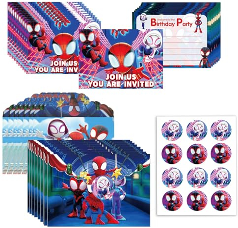 VACBOTT Einladungskarten Kindergeburtstag 36 er Set, Enthalten 12 Einladungskarten, 12 Umschläge Kindergeburtstag, 12 Aufkleber, Partyeinladungen Einladungen Kinder