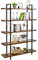 COSTWAY 5-Tier Industrial Bookshelf, Ladder Bookcase Storage Shelving Unit with Anti-Tipping Device, Freestanding Metal Frame Wooden Display Rack Shelf for Living Room Bedroom Office, 120x32x178cm