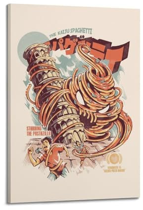 VZRSQZK Poster mit Monster-Spaghetti-Kunst, dekoratives Gemälde, Leinwand, Wandposter und Kunstdruck, modernes Familienschlafzimmer, Dekoration, Poster, 60 x 90 cm
