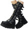 tinbarry Stivali Donna Stivali Invernali Alti al Ginocchio Stivali Punk Gotici con Plateau Stivali in Pelle PU Stivaletti con Zeppa Vintage Stivali con Tacco Largo Boot con Cerniera