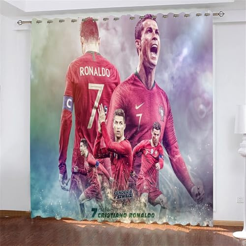 Shaari Gardinen Verdunklungsgardine Ösen Für Schlafzimmer, Ronaldo Verdunkelungsvorhang-Set 2er Set Für Kinderzimmer, Vorhänge