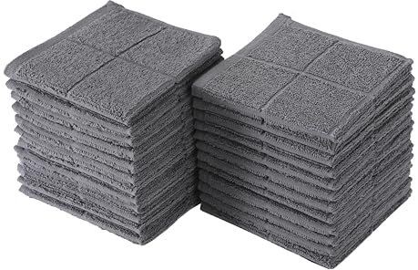 Glynniss Kitchen Dish Cloths Highly Absorbent Dish Rags 100% Cotton Wash Cloths for Cleaning and Washing Dishes (Grey, 24)