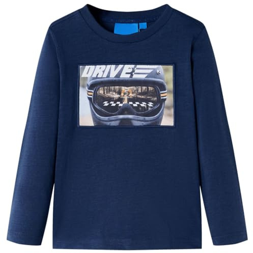 Kinder-Langarmshirt mit Helm Pullover Sweatshirt T-Shirt Marineblau Melange 128