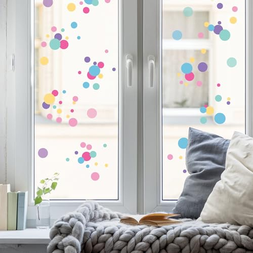 Wandtattoo Loft Fensterbild Karneval Cluster wiederverwendbar Frühling bunte Punkte Fasching farbige Kreise A3