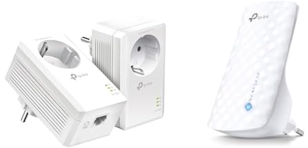 TP-Link Powerline Adapter Set TL-PA7017P KIT(1000Mbit/s & RE190 AC750 WLAN-Repeater, 433 Mbps 5 GHz, Weiß