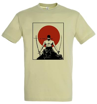 T-shirt One Piece Roronoa Zoro Chapeau de Paille épéiste Luffy, Vert tilleul, Medium