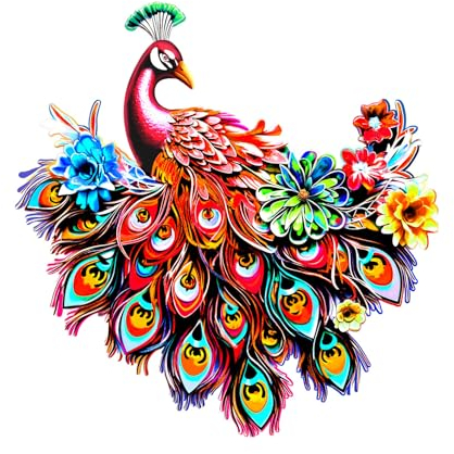 Surakey Wanddeko Metall Pfau, 30.5 x 32cm, 3D Pfau Vogel Deko Wandkunst Vogel Wanddekoration, Wanddeko Pfau Skulpturen Wandbild für Wohnzimmer Dekoration, Outdoor Metall Wanddekorationen für Terrasse