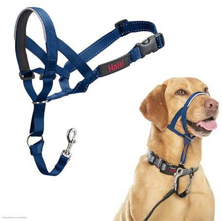 HALTI Headcollar - To Stop Your Dog Pulling on the Lead. Adjustable, Reflective and Lightweight, with Padded Nose Band. Dog Training Anti-Pull Collar for Medium Dogs (Size 3, Cobalt Blue)