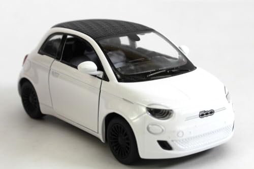 Easy Toys Modellauto kompatibel mit FIAT 500e. Maßstabsgetreues Spielzeugauto mit aufklappbaren Türen. Automobilmodellierung. (500 Weiß)