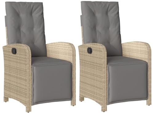 Willood Gartensessel mit Fußteil 2er Garten Liegestühle Verstellbar Poly Rattan