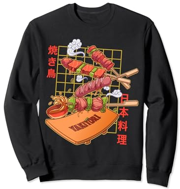 Yakitori - Spiedini di pollo alla griglia per barbecue giapponese Kanji Felpa