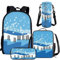 Amzbeauty 4 in 1 Backpack Set Musical Note Print Bookbag and Kids Lunch Box with Water Bottle Holder Pencil Case Set for Girls