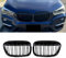 YIUBCZOQI F48 Kühlergrill Passend für BMW X1 F48 F49 2016 2017 2018 2019 Schwarz Glanz Kühler Front Doppel Rippen Grill Kühlergrill