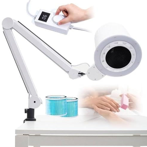 Professional Nail Dust Collector Professional Dust Extractor Nails Vacuum Portable Nail Dust Cleaner Dust Collector Nail Salon for Nail Studio & Home, with Built-in Dimmable LED