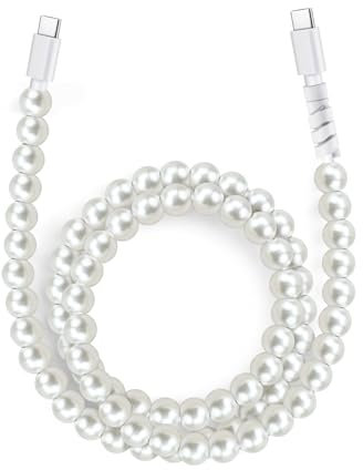 Coolden USB C Kabel 60W [1m] PD3.0 Ladekabel USB C Schnellladekabel Datenkabel Perlen USB C Ladekabel für iPhone 16 15 Pro Samsung Galaxy S24 S23 A54 Pixel 7 iPad Air 5 Mini MacBook Air Tablets Weiß