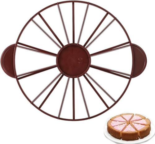 Cake Slicer, Round Cake Divider, Pie Slicer Marker, 10 or 12 Slices Portion Maker for Pies & Cakes, Cheesecake Cutter Cake Cutter Equal Portion Cutter Slice Marker Baking Tool 10.6in (Brown)