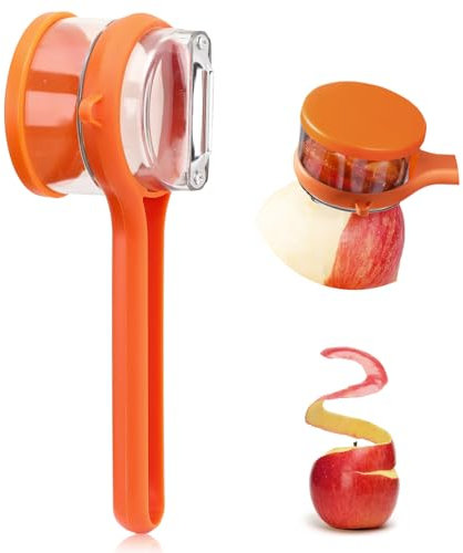 Multifunctional Peeling Knife with Storage Box, New Upgrade Peeler with Container, Double Side Stainless Steel Blade Peelers for Kitchen Vegetable Fruit Tool (Orange)