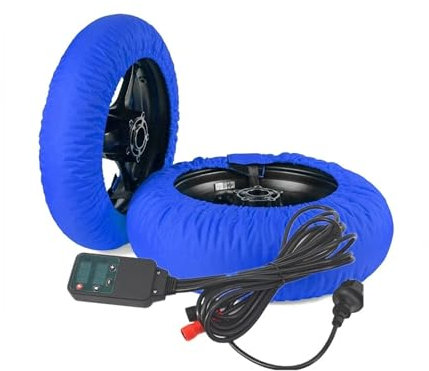 DKWOIS Kompatibel mit digitalem Motorrad-Reifenwärmer, 10'/12' Scooter-Wärmer, Racing-Reifenheizungsschutz vorne und hinten, 1 Paar Heizdecke(10 inch)