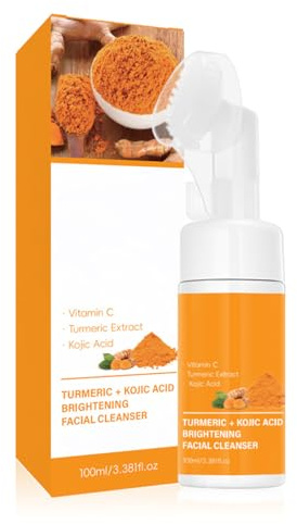Turmeric Face Wash – Turmeric and Kojic Acid Foaming Facial Cleanser for Women, Foaming Face Wash & Glow Wash, Deep Cleansing Mousse to Soothe, Control Oil & Cleanses Skin (100ml)