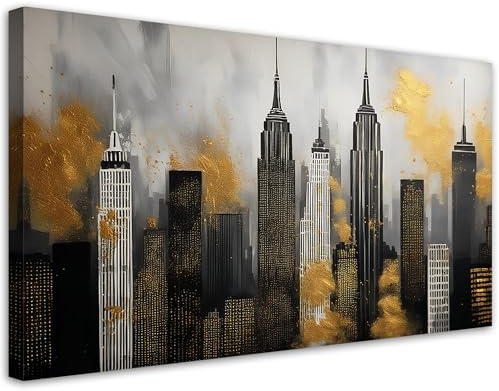 Feeby Wandbild - Wohnzimmer Modern Deko - Wolkenkratzer Gebäude Architektur - 100x50 1tlg - Bilder Leinwand - Bild auf Leinwand Schlafzimmer - Leinwandbilder für die Wand - Canvas Painting - Fotokunst