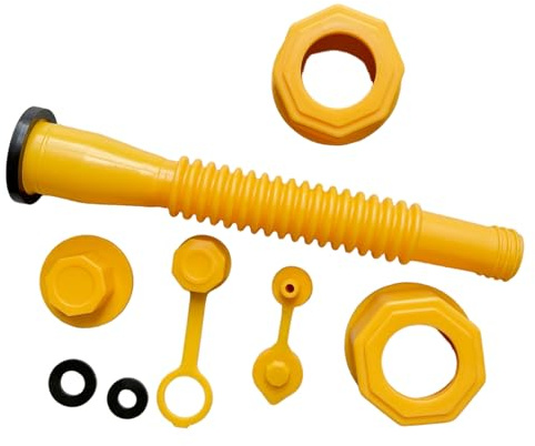 Gas Can Spout Replacement, Anti-Spill Gas Can Spout with Thread Cap and Gaskets, Universal Fit Fuel for Diesel, Gasoline, Water Container