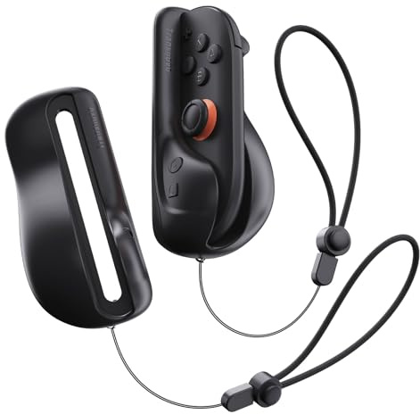 TRANSNOVO Mouse Grip for Nintendo Switch 2 Controller (2025), 2-Pack Ergonomic Snap-On Controller Mouse Holder with Hand Straps, C & Home Buttons, Smooth-Glide Stand for FPS & Shooter Games (Black)