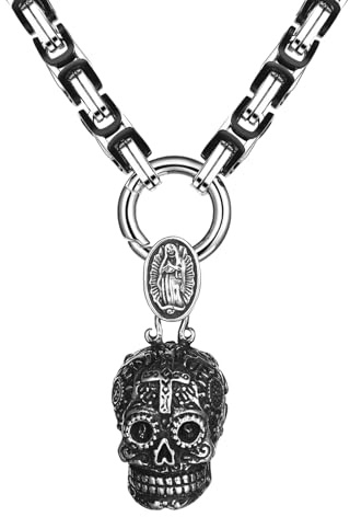 OIDEA Herren Wikinger Halskette mit Königskette: Schwer Punk Rock Wolfskopf Thors Hammer Anhänger Wolf Kopf Odin Bärenklaue Nordisch Viking Schmuck Geschenk für Männer Freund Vater