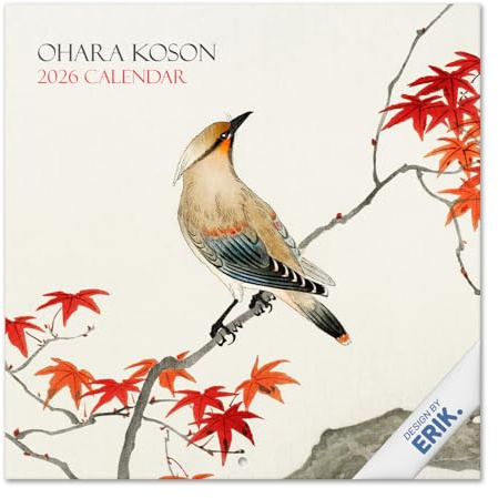 Grupo Erik Kalender 2026 Wandkalender Ohara Koson Kalender 2026 Familienplaner 30 x 30 cm 12 Monate + Letzten 4 Monate 2025 auf einer Seite - Offizieller Fanartikel Merch