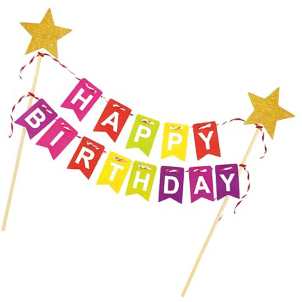 Happy Birthday Tortendeko,Tortenaufleger Geburtstag Kuchen Cake Topper Bunting,Regenbogen Dekorationen,Cake Toppers,Kuchendekoration,für Kinder Mädchen Geburtstagsfeier Dekoration