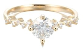 Skcess 9K Gelbgold Ehering, Wedding Ring 6.5mm Moissanit Weiß 1ct Größe 47 (15.0)