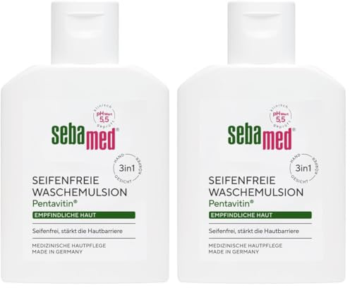 Sebamed Seifenfreie Waschemulsion 50 ml, praktische Reisegröße für unterwegs, seifenfreie Reinigung für empfindliche Haut, stärkt die Hautbarriere, zur Hand-, Gesichts- und Körperreinigung geeignet