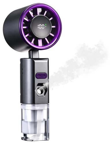 Portable Electric Handheld Fan with Water Mist Spray, Mini USB Hand Fan Rechargeable with 6 Speed, Battery Powered Small Fan Handheld for Holiday Office Outdoor, Travel Accessories for Women (Purple)