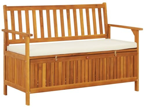 IKAYAA Gartenbank Holz mit Stauraum, Holzbank, Balkonbank,Sitzbank 120 x 63 x 84 cm