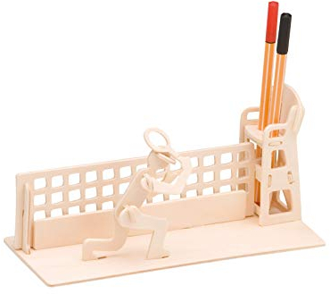 Pebaro 840/2 Holzbausatz Tischständer Stiftehalter Tennis, 3D Puzzle, Modellbausatz, Basteln mit Holz, Holzpuzzle, Bastelset, vorgestanzte Holzplatte, ausbrechen, zusammenstecken, fertig, Geschenkidee