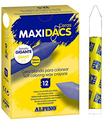Alpino Wachsmalstifte Maxidacs. Box mit 12 weißen Wachsmalstiften für Kinder
