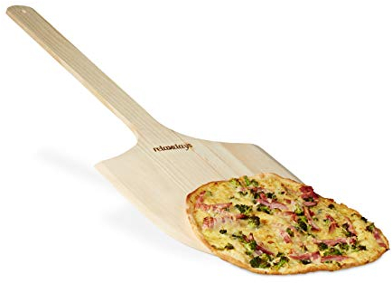 Relaxdays 10020497 Pelle à pizza en bois avec poignée HxlxP: 1 x 30 x 78 cm pour mettre au four, nature