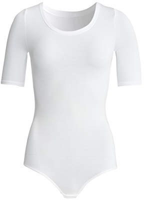 conta kurzarm Body Modal, bequemer Einteiler für Damen, T-Shirt Oberteil & Druckknöpfe, weiches Modal, Damenunterwäsche, in Farbe Weiß | Gr.: 36/XS - 50/4XL